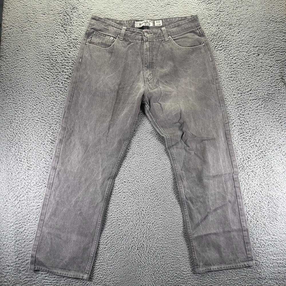Vintage PJ Mark Jeans Mens 38x30 Gray Denim Cotton Straight Baggy Faded Workwear